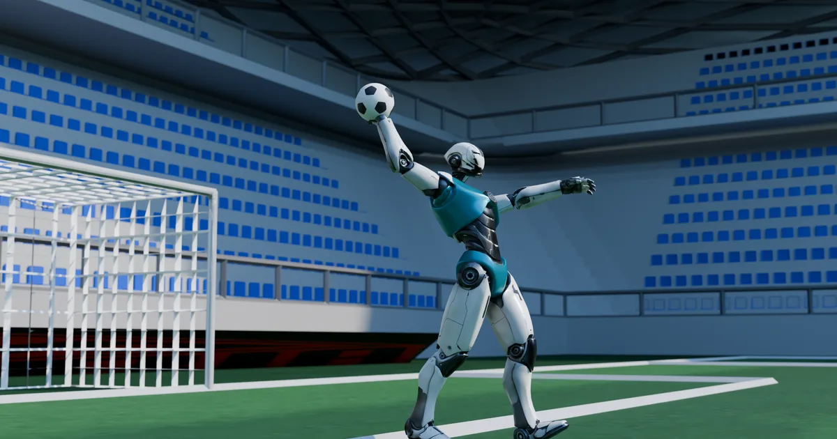 Le gardien arme le bras, le ballon en main.